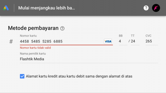 membuat metode pembayaran google ads