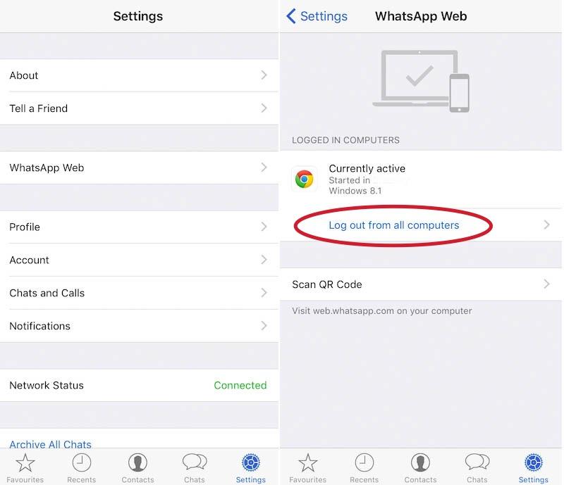 Cara Logout WhatsApp Web di iPhone