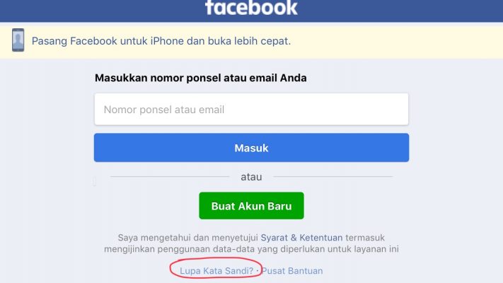 Hack lupa kata sandi facebook