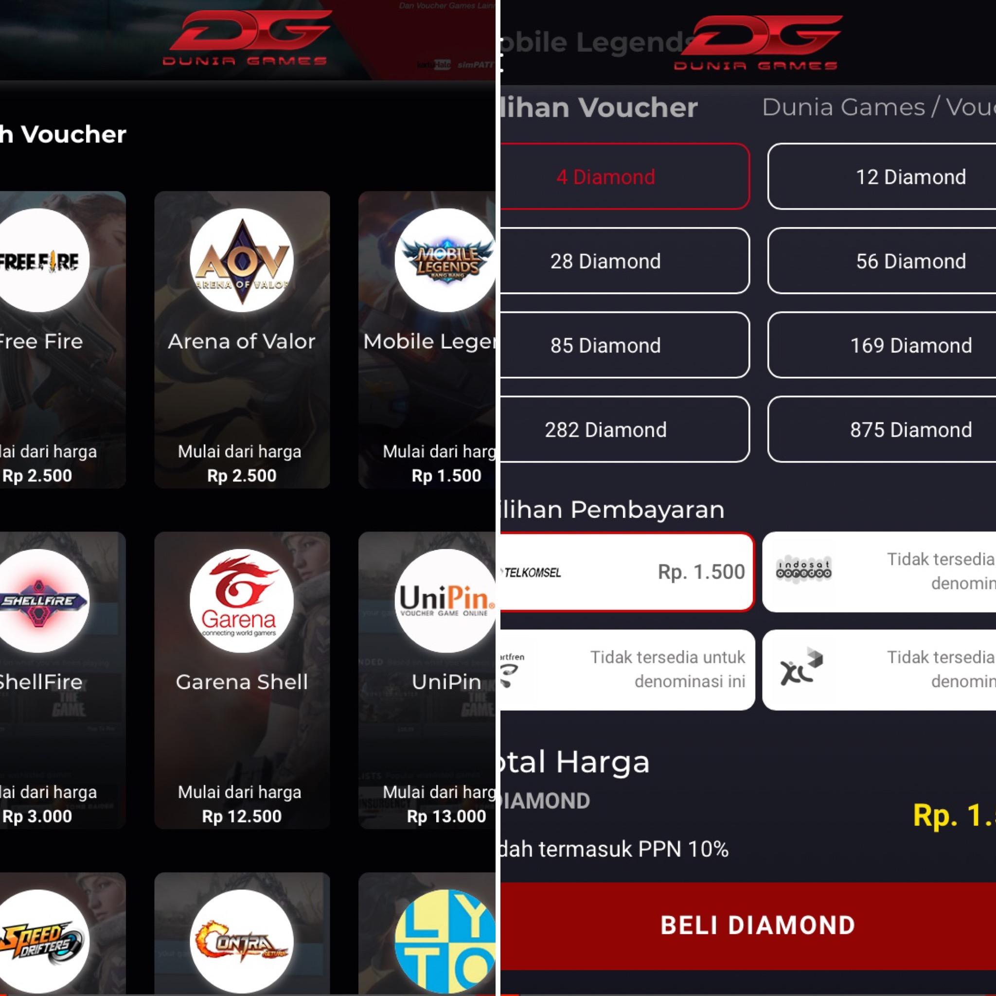 Top up diamond ml dunia games