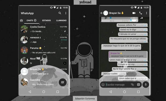 Tema whatsapp dark night