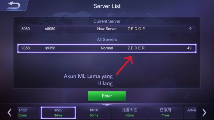 Server TP akun mobile legends