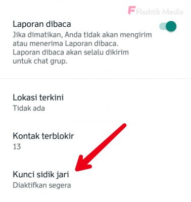 Aktifkan kunci sidik jari whatsapp android