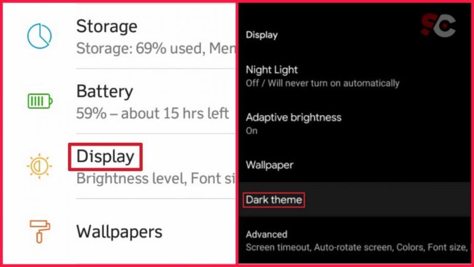 aktifkan dark mode di android