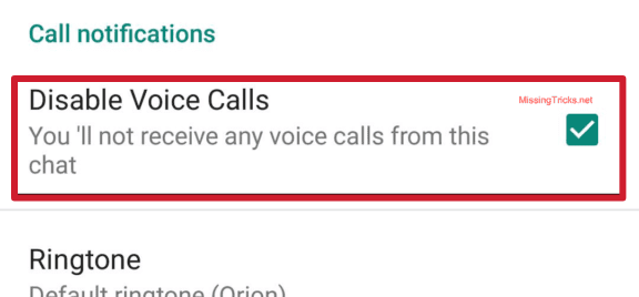 Disable panggilan GB Whatsapp