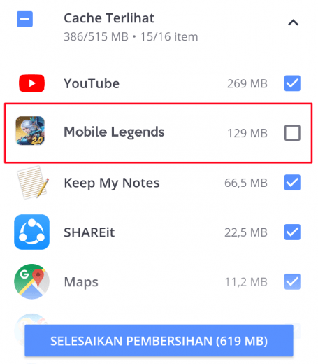 bersihkan game mobile legends