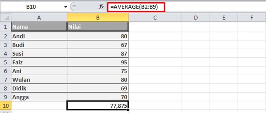 Rumus AVERAGE